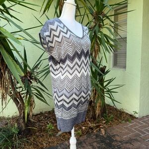 Silver Chevron V Neck Tunic